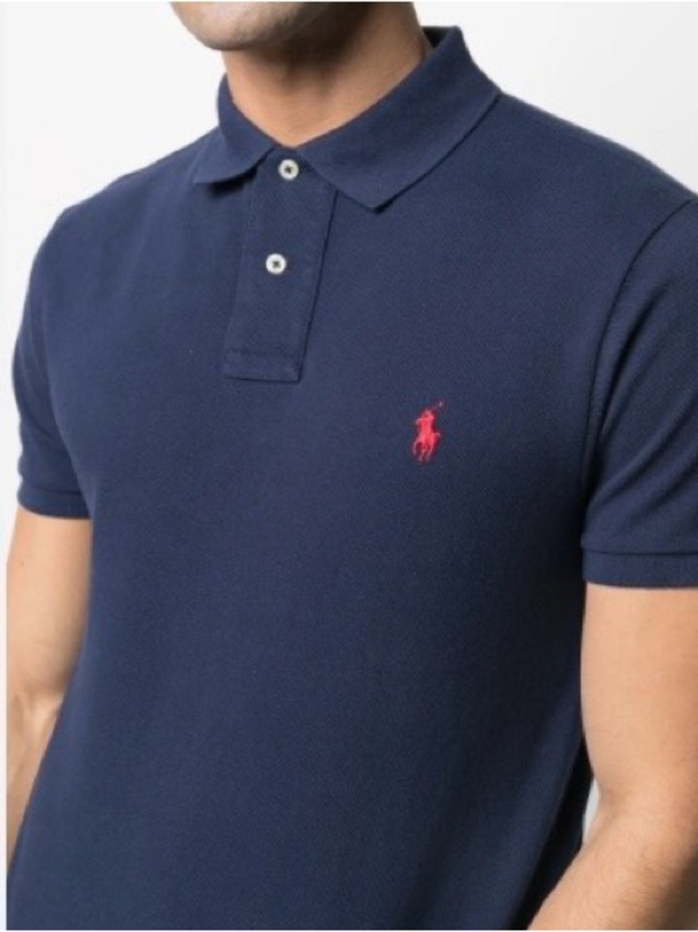 Ralph Lauren SZ XXL Custom fit Navy Polo with Red Pony Embroidery 100% Cotton.